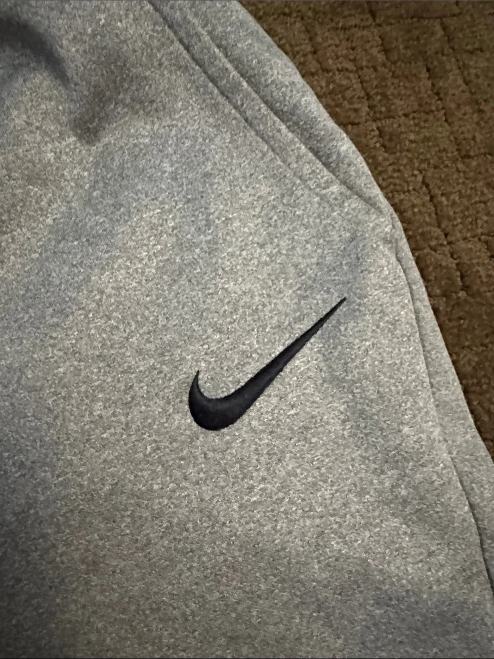 Nike Kids Light Gray Athletic Joggers with Black Swoosh